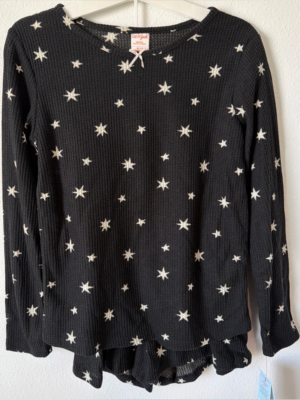 Cat & Jack Black Star Waffle Knit Top